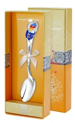 Серебряная детская ложка «Авиатор» с эмалью
