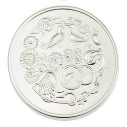 Серебряная монета «Ситцевая свадьба 1 год» с золочением