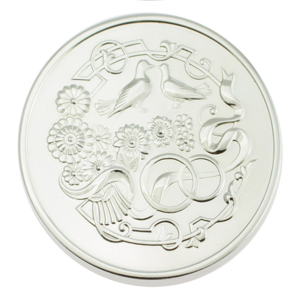 3402029245ф Серебряная монета «Ситцевая свадьба 1 год» с золочением