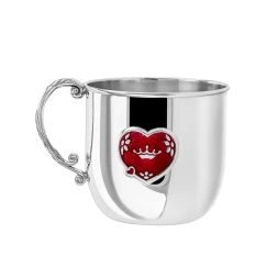 Серебряная детская кружка «Сердце» с эмалью