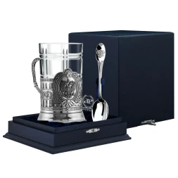 Cеребряный набор для чая «Герб России»