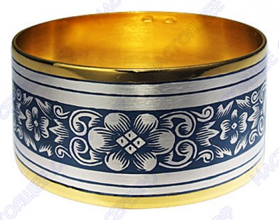 Серебряное кольцо для салфетки с золочением и чернением