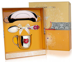 Набор детского серебра «Сердце» с кружкой