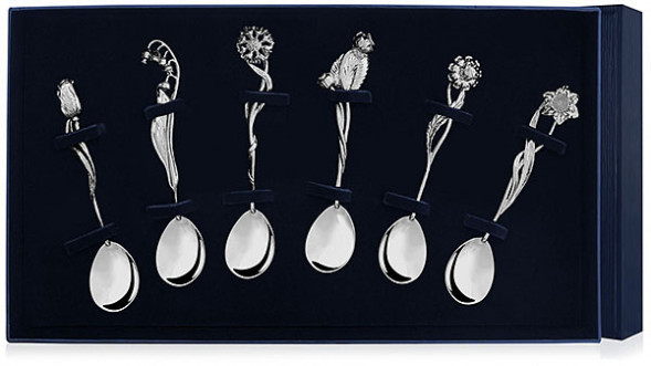 160НБ03801 Набор серебряных чайных ложек «Цветы России»