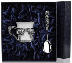 Серебряный кофейный набор «Роза» с чернением