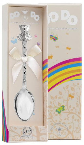 370ЛЖ05801 Серебряная детская ложка «Медведь»