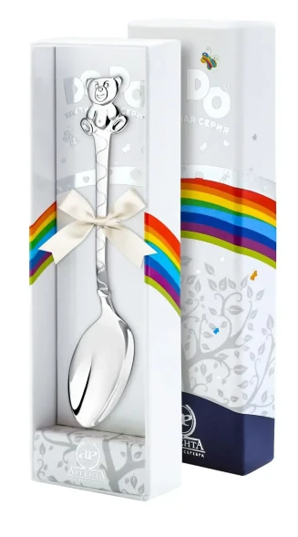 370ЛЖ05801 Серебряная детская ложка «Медведь»