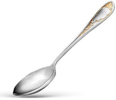 930520-1 Серебряная десертная ложка «Весна» с золочением