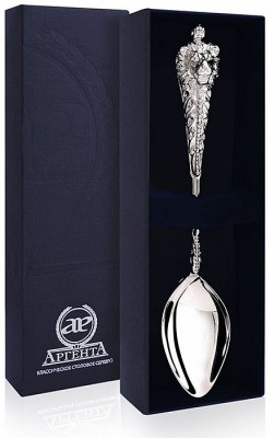 070ЛЖ03001 Серебряная чайная ложка «Монарх» в подарочном футляре