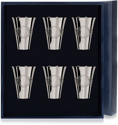 585НБ00801 Набор серебряных рюмок «Подарочный» с окошком для гравировки из 6 предметов в подарочном футляре