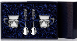 Серебряная кофейная пара «Роза» с чернением