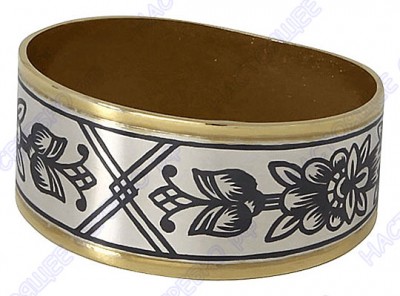 Серебряное кольцо для салфетки «Астра» с золочением и чернением