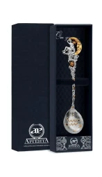 Серебряная чайная ложка «Зодиак Зодиака Водолей» с золочением