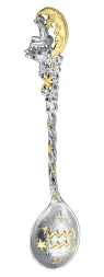 Серебряная чайная ложка «Зодиак Зодиака Водолей» с золочением
