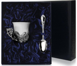 Серебряный набор для кофе «Глухари» с чернением