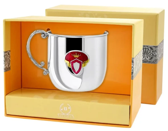 475КР05808 Серебряная детская кружка «Принцесса» с эмалью