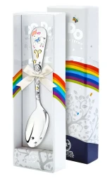 Серебряная детская ложка "Зодиак-Овен" с золочением и эмалью для мальчика