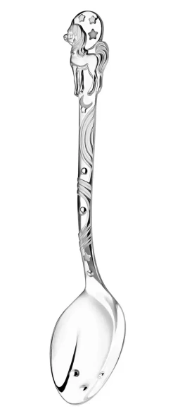 1180ЛЖ05806 Детская серебряная ложка «Единорог» с чернением