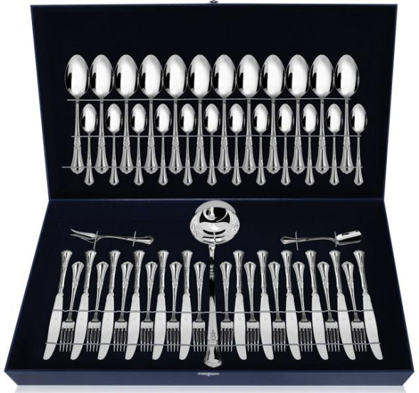 112НБ01801 Серебряный столовый набор "Фаворит" на 12 персон (51 предмет)