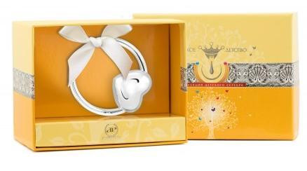 1033ПГ05801_кд Серебряная погремушка «Сердце на кольце»