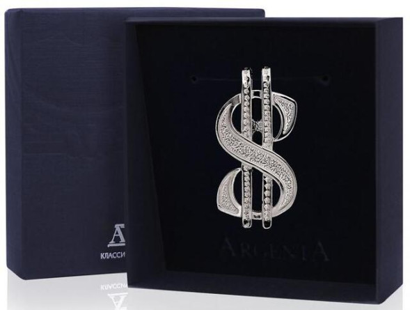 051ЗЖ10801 Серебряный зажим для денег «Доллар»