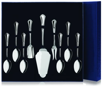 193НБ03801 Серебряный чайный набор «Фаворит» из 9 предметов