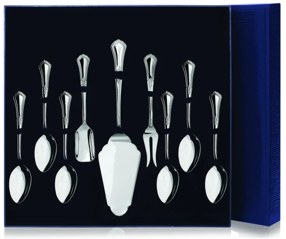 193НБ03801 Серебряный чайный набор «Фаворит» из 9 предметов