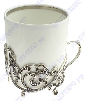 Серебряная чайная чашка «Витая»
