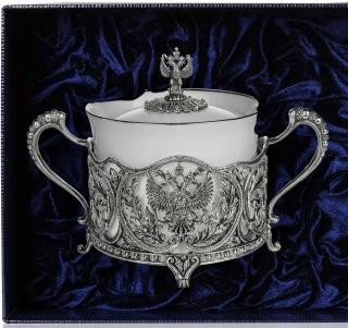 Серебряная сахарница «Герб» с чернением