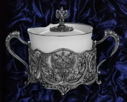 Серебряная сахарница «Герб» с чернением