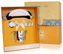 Набор детского серебра «Мишка» с кружкой