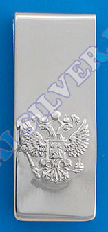 207ЗЖ10001 Серебряный зажим для денег «Герб»