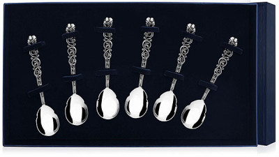 Набор серебряных чайных ложек «Подарочная » с чернением