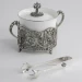 843НБ16806 Серебряная сахарница и щипцы «Герб» с чернением