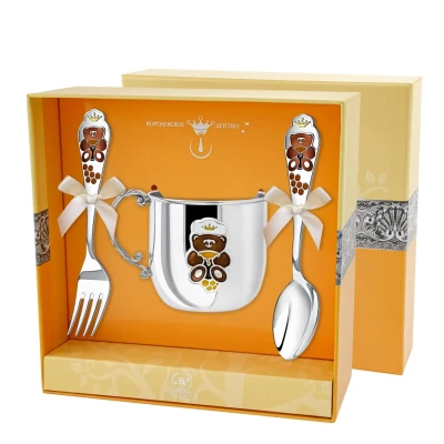 625НБ05808 Набор детского серебра «Мишка»