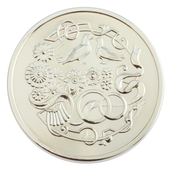 3402029248ф Серебряная монета «Восковая свадьба 4 года» с золочением