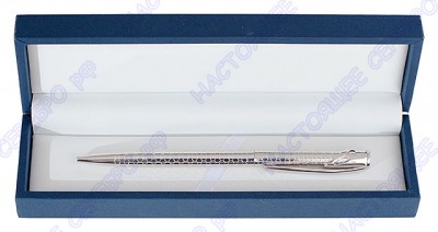 3407950631-2 Серебряная шариковая ручка в подарочном футляре