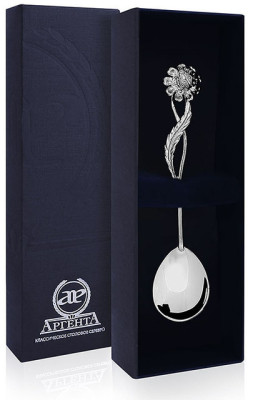 077ЛЖ03801 Серебряная чайная ложка «Ромашка»