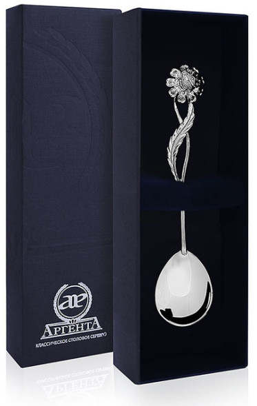 077ЛЖ03801 Серебряная чайная ложка «Ромашка»