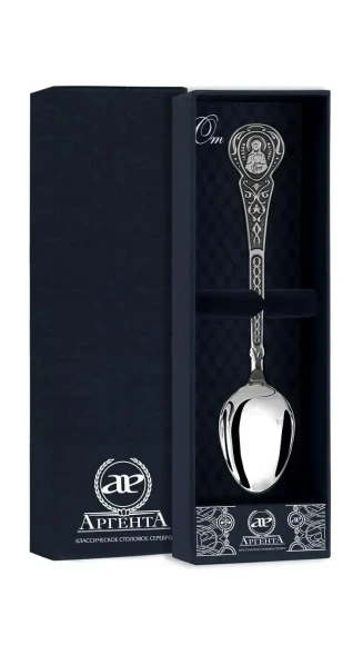 813ЛЖ00806 Серебряная чайная ложка «Матрона» с чернением