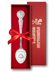 Серебряная чайная именная ложка «Валерий» с сердцем