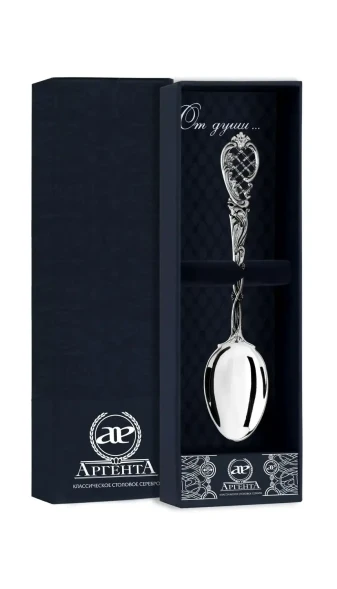 815ЛЖ03806 Серебряная чайная ложка «Барокко» с чернением