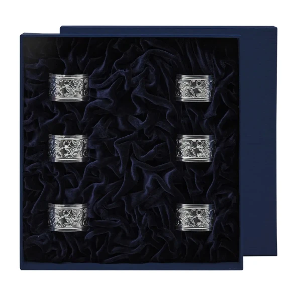 550НБ00801 Серебряный набор колец для салфеток «Виноград»