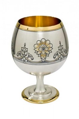 Серебряный бокал для коньяка «Астра» с золочением и чернением