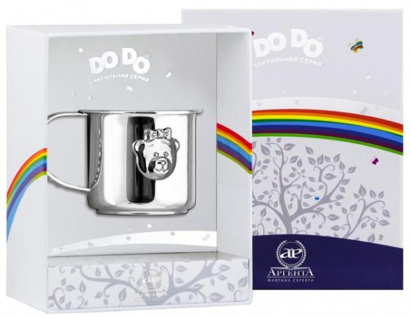 1005КР05808 Серебряная детская кружка «Мишка - малышка»