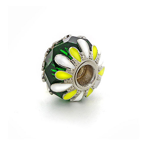 06-0032 Серебряный шарм-подвеска «Зеленый луг»