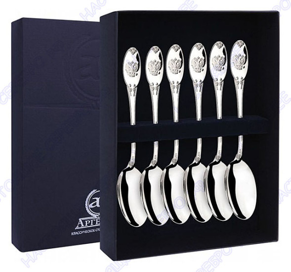 248НБ03801 Серебряный чайный набор «Единство» на 6 персон (6 предметов)