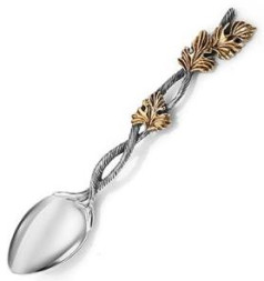 Серебряная кофейная ложка с золочением