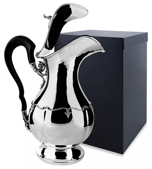 00275/с8 Серебряный кувшин с цветочным орнаментом с крышкой