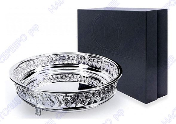 8132192 Серебряная ваза «Виноград» круглая